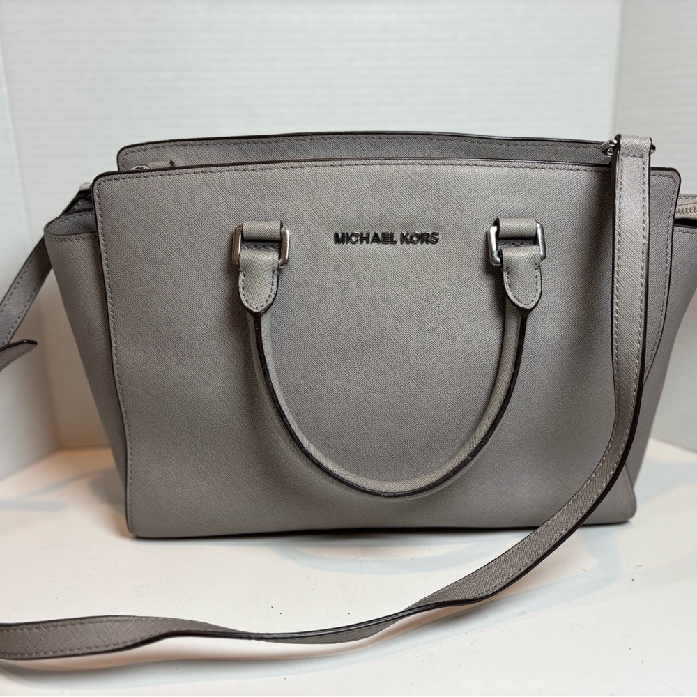 Michael Kors Gray Saffiano Satchel